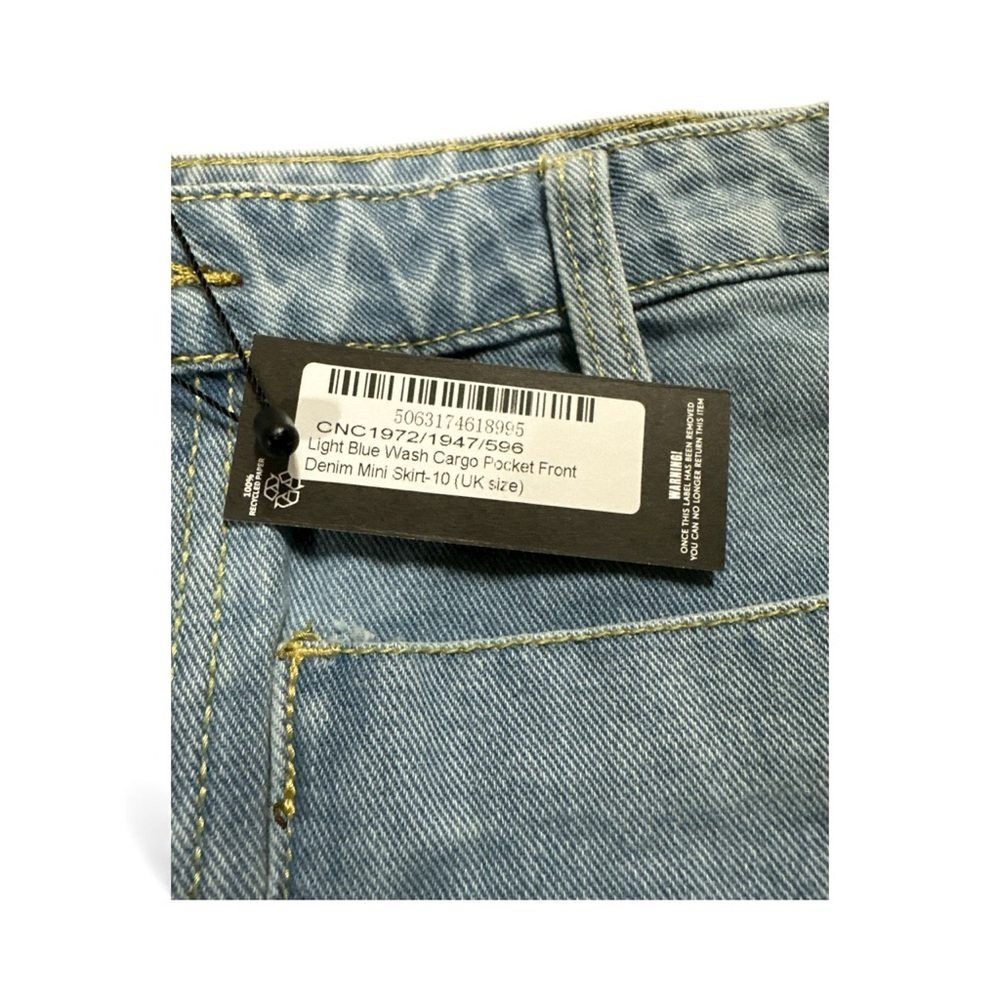 PrettyLittleThing Light Blue Cargo Pocket Denim Mini Skirt – Size 6 [US], (10UK) - Picture 9 of 9